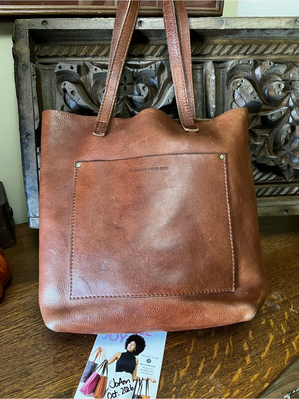 Portland Leather Mystery Brown Full Size Crossbody Tote - OG peg Strap